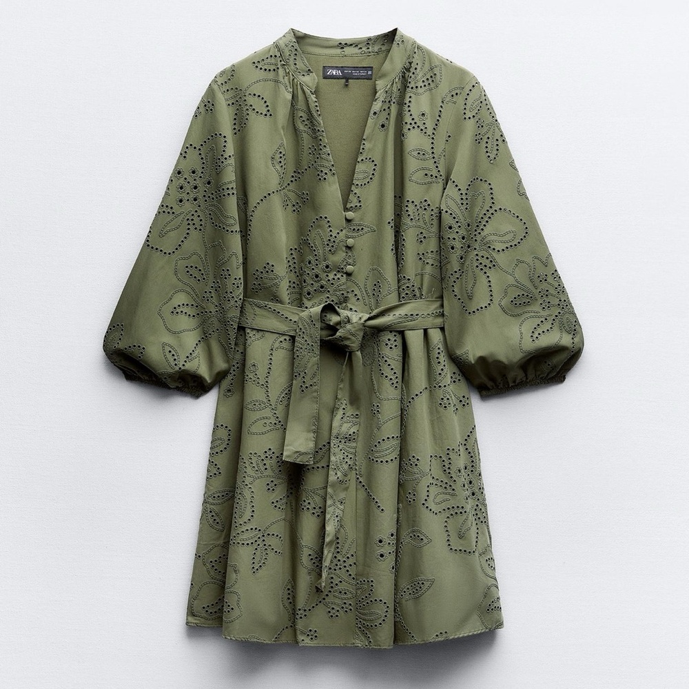 Zara | Open work embroidery dress